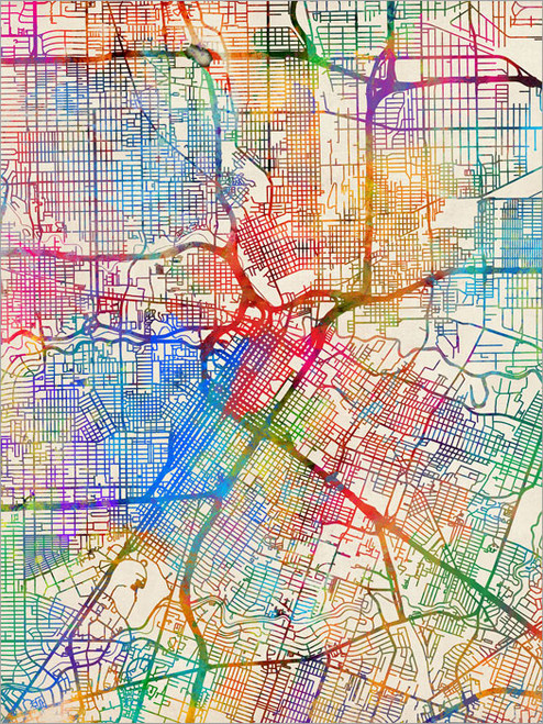 Houston Texas Map Poster Art Print