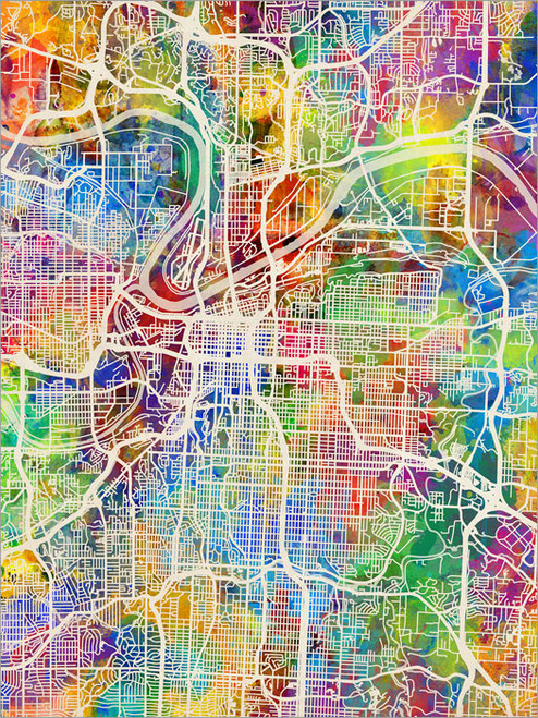 Kansas City Missouri Map Poster Art Print