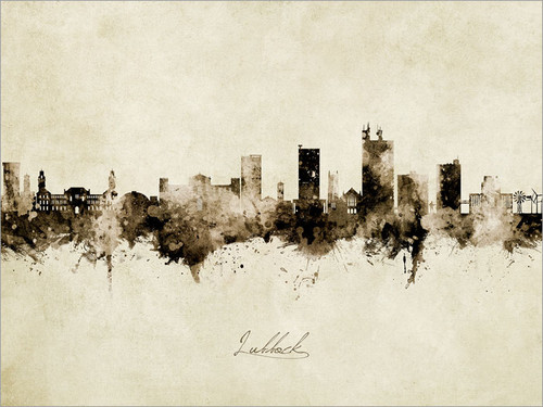 Lubbock Texas Skyline Cityscape Poster Art Print