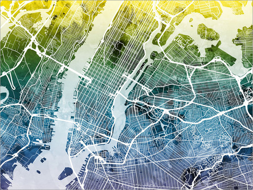 New York Map Poster Art Print