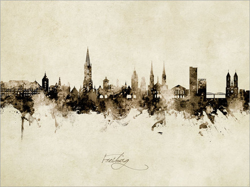 Freiburg Deutschland Skyline Cityscape Poster Art Print
