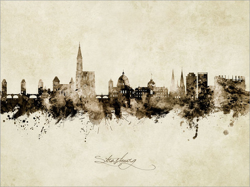 Strasbourg France Skyline Cityscape Poster Art Print