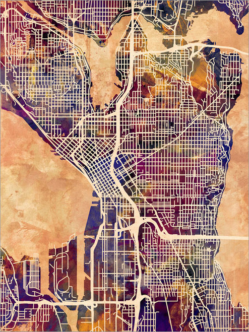 Seattle Washington Map Poster Art Print