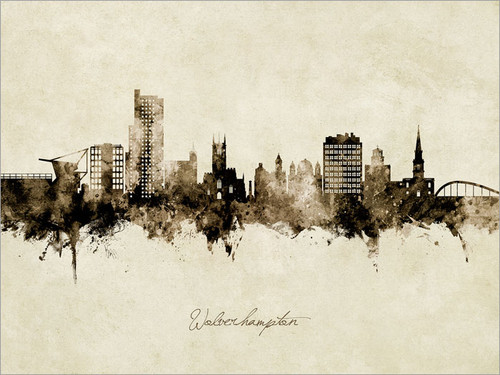 Wolverhampton England Skyline Cityscape Poster Art Print