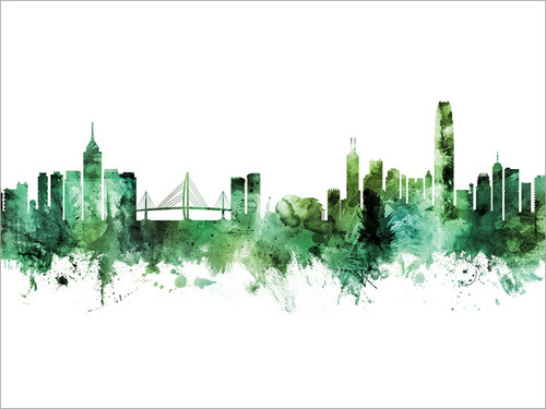 Hong Kong China Skyline Cityscape Poster Art Print