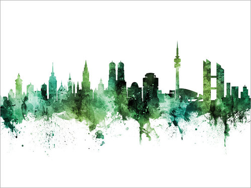 Munich Deutschland Skyline Cityscape Poster Art Print