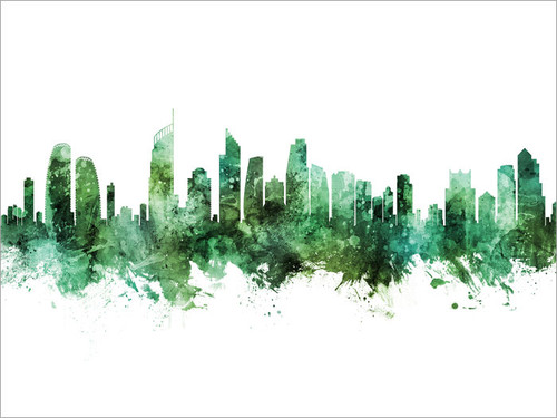 Gold Coast Australia Skyline Cityscape Poster Art Print