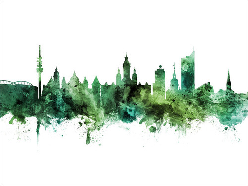 Leipzig Deutschland Skyline Cityscape Poster Art Print