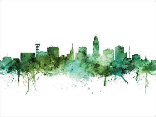 Lincoln Nebraska Skyline Cityscape Poster Art Print