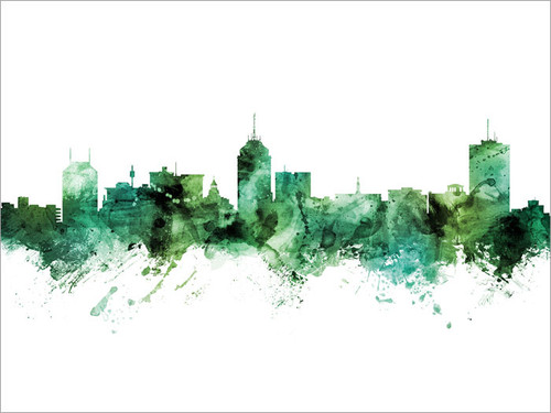 Fresno California Skyline Cityscape Poster Art Print