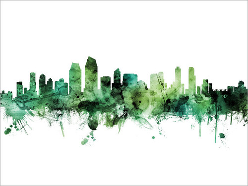 San Diego California Skyline Cityscape Poster Art Print