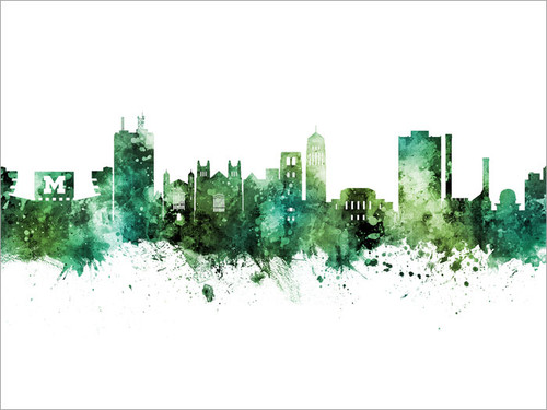 Ann Arbor Michigan Skyline Cityscape Poster Art Print