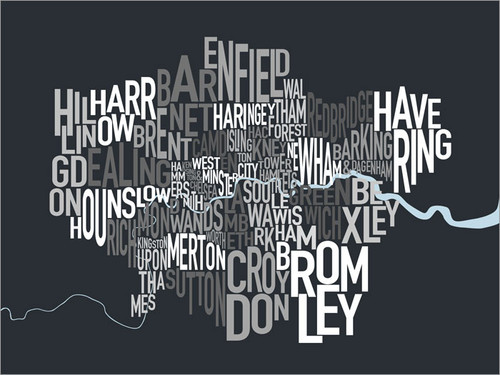 London England Map Poster Art Print