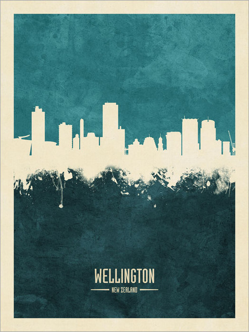 Wellington New Zealand Skyline Cityscape Poster Art Print