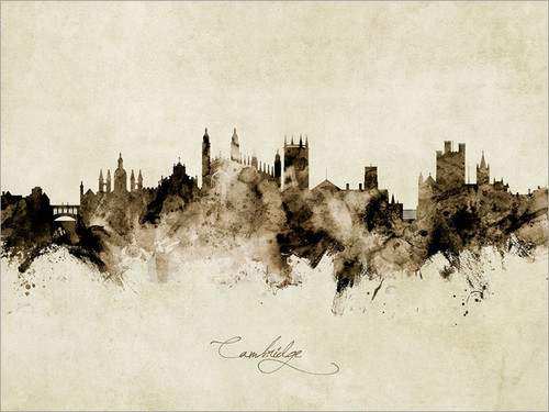 Cambridge England Skyline Cityscape Poster Art Print