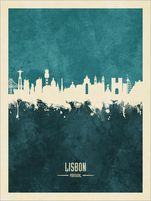 Lisbon Portugal Skyline Cityscape Poster Art Print