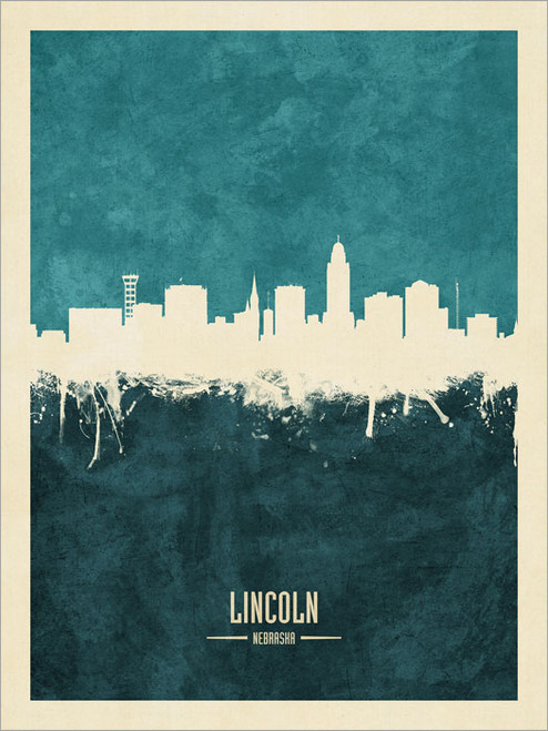 Lincoln Nebraska Skyline Cityscape Poster Art Print