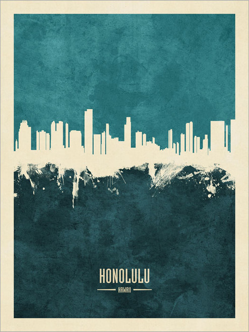Honolulu Hawaii Skyline Cityscape Poster Art Print