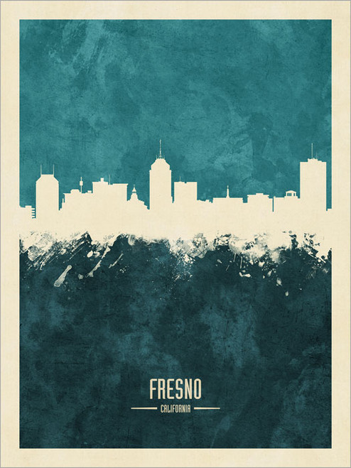 Fresno California Skyline Cityscape Poster Art Print