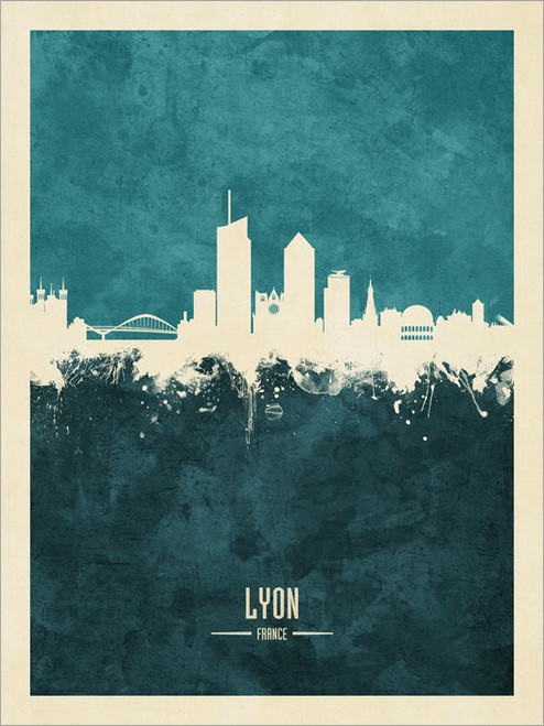 Lyon France Skyline Cityscape Poster Art Print