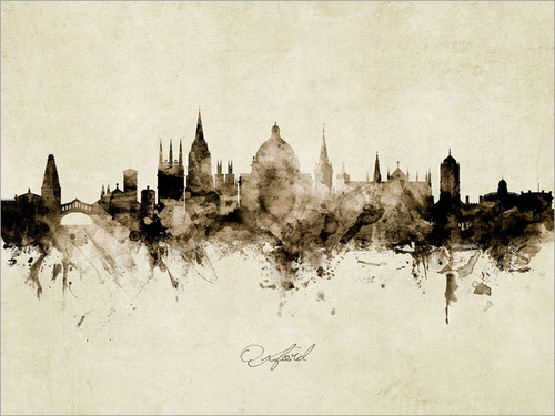 Oxford England Skyline Cityscape Poster Art Print