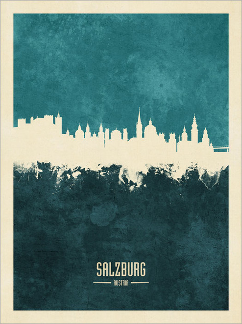 Salzburg Austria Skyline Cityscape Poster Art Print