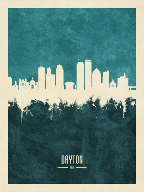 Dayton Ohio Skyline Cityscape Poster Art Print