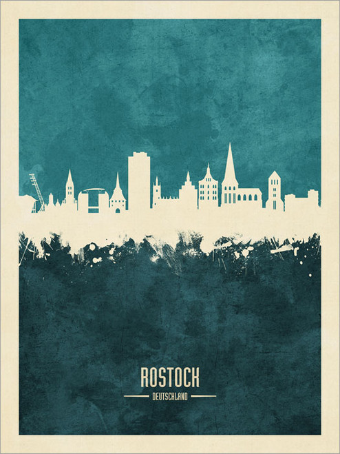 Rostock Germany Skyline Cityscape Poster Art Print
