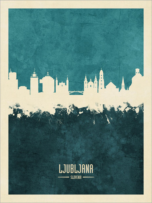 Ljubljana Slovenia Skyline Cityscape Poster Art Print
