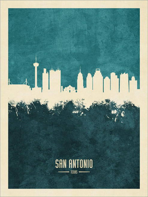 San Antonio Texas Skyline Cityscape Poster Art Print