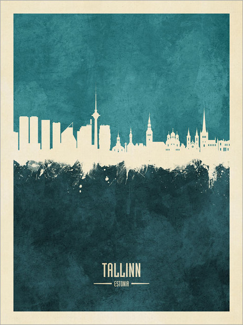 Tallinn Estonia Skyline Cityscape Poster Art Print