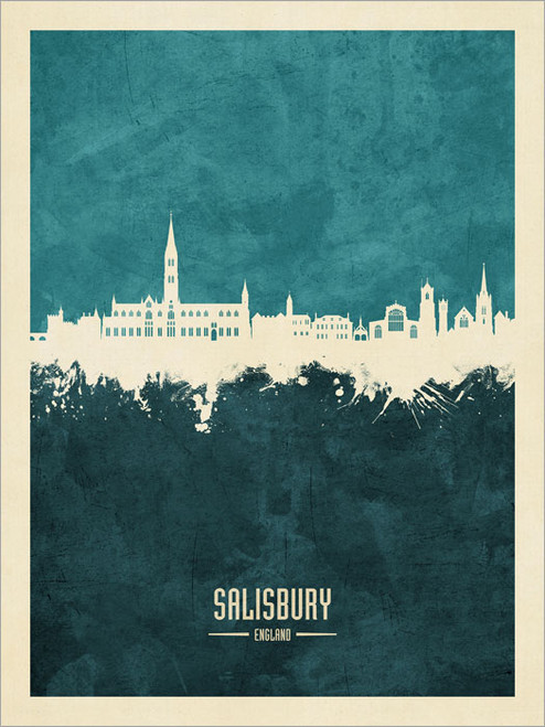 Salisbury England Skyline Cityscape Poster Art Print