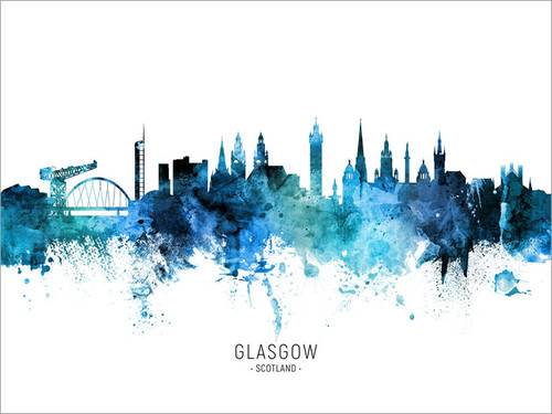 Glasgow Scotland Skyline Cityscape Poster Art Print