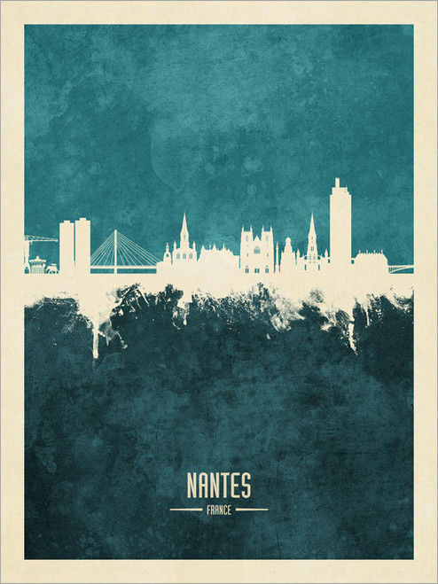 Nantes France Skyline Cityscape Poster Art Print