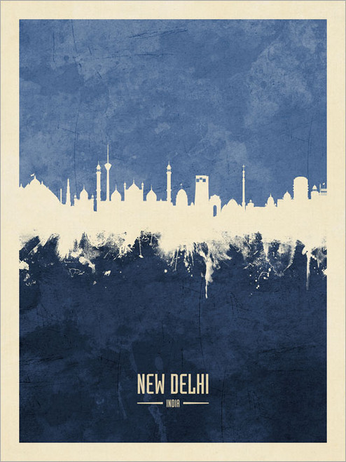 New Delhi India Skyline Cityscape Poster Art Print