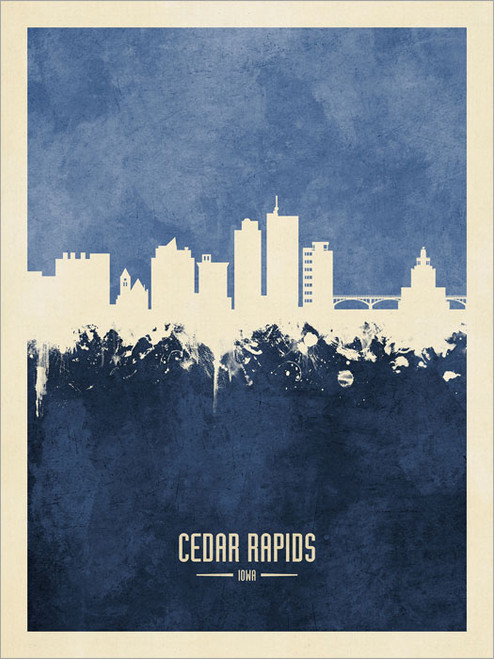 Cedar Rapids Iowa Skyline Cityscape Poster Art Print