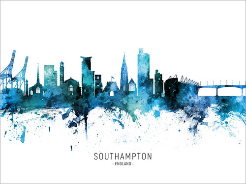 Southampton England Skyline Cityscape Poster Art Print