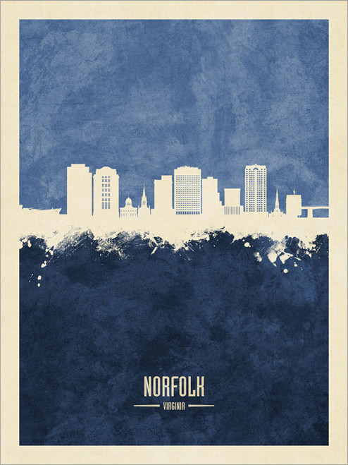 Norfolk Virginia Skyline Cityscape Poster Art Print