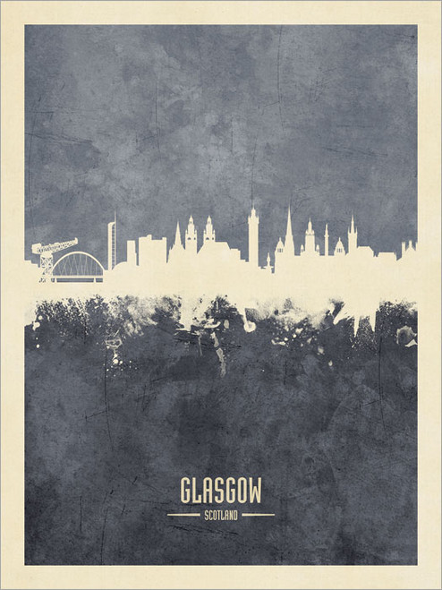 Glasgow Scotland Skyline Cityscape Poster Art Print