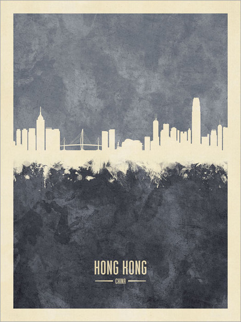 Hong Kong China Skyline Cityscape Poster Art Print