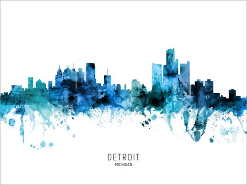 Detroit Michigan Skyline Cityscape Poster Art Print