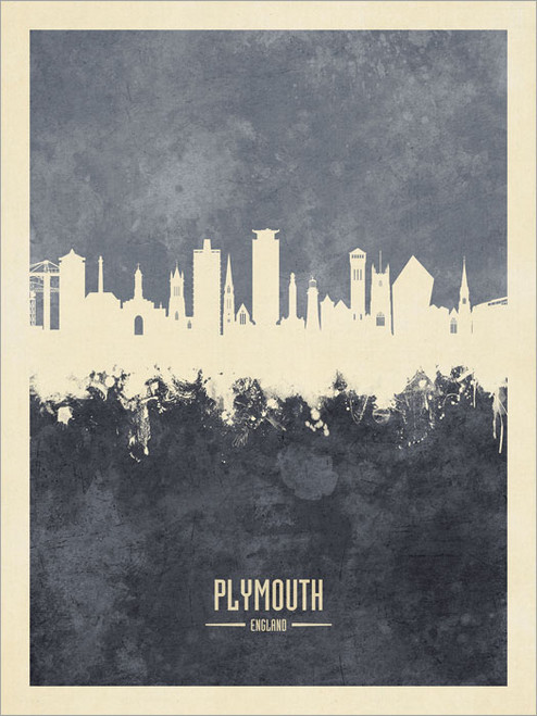 Plymouth England Skyline Cityscape Poster Art Print