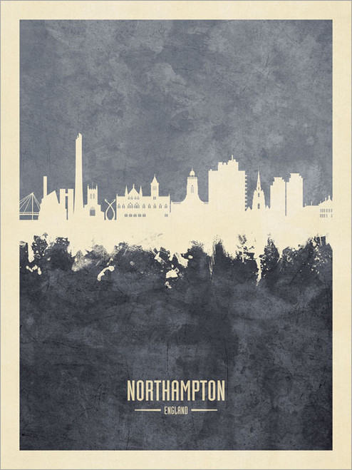 Northampton England Skyline Cityscape Poster Art Print