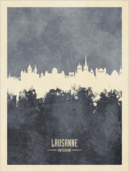 Lausanne Switzerland Skyline Cityscape Poster Art Print