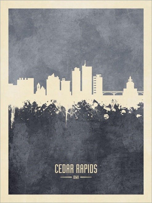 Cedar Rapids Iowa Skyline Cityscape Poster Art Print