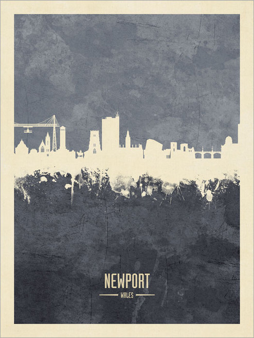 Newport Wales Skyline Cityscape Poster Art Print