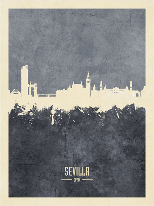 Sevilla Spain Skyline Cityscape Poster Art Print