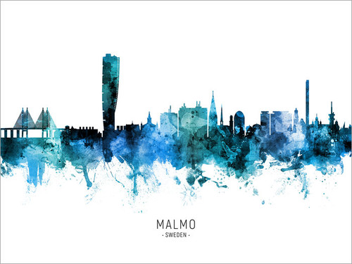 Malmo Sweden Skyline Cityscape Poster Art Print