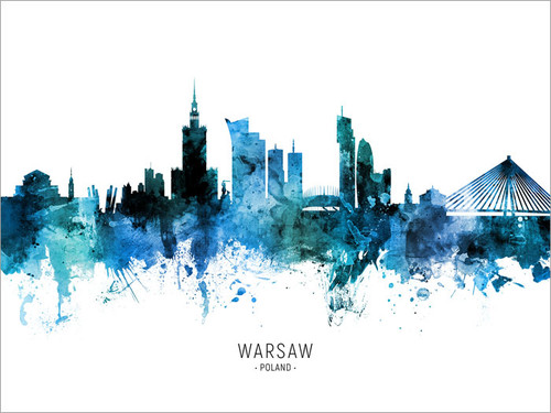 Warsaw Poland Skyline Cityscape Poster Art Print