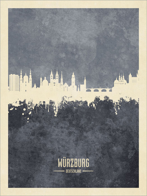 Würzburg Deutschland Skyline Cityscape Poster Art Print